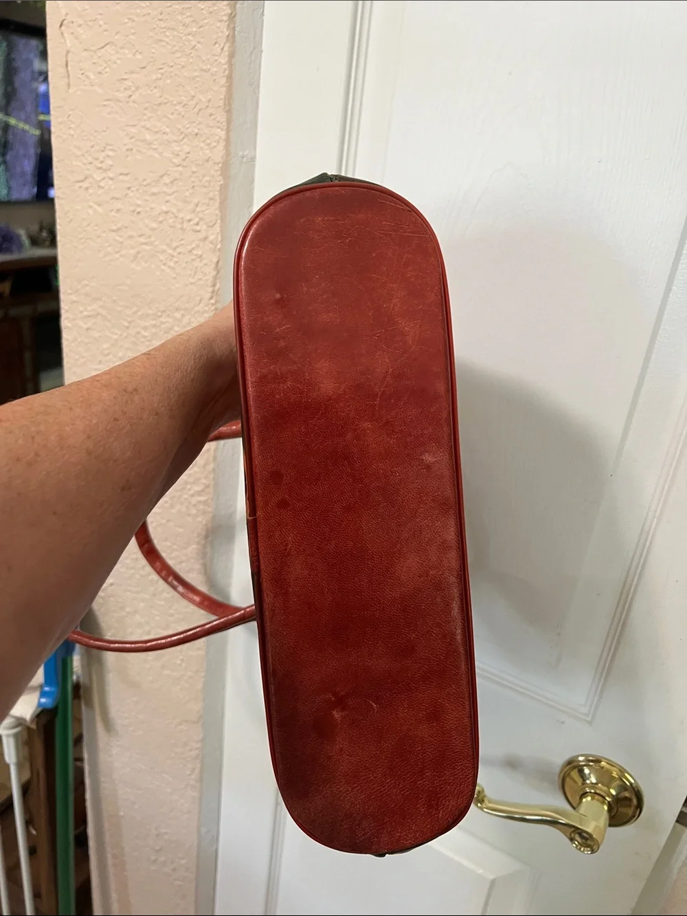 Vintage MTC 1992 Hand-Painted Red Elephant Leather Tote